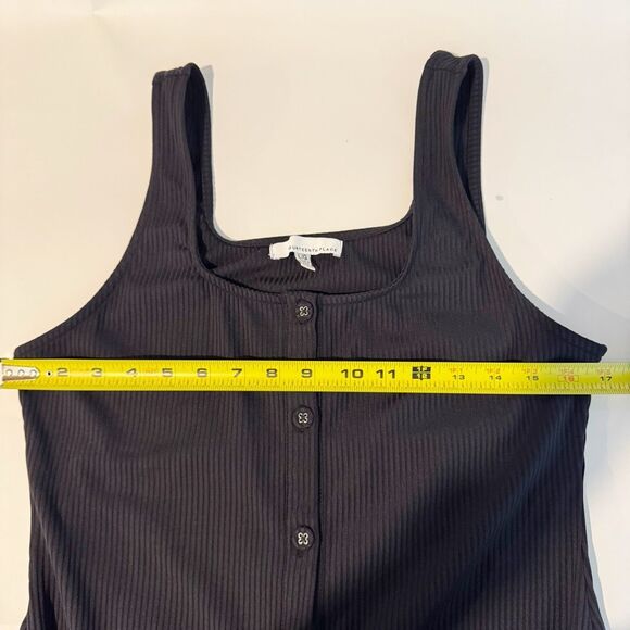 FOURTEENTH PLACE square neck rib knit body-con midi dress | large | black - Picture 8 of 10